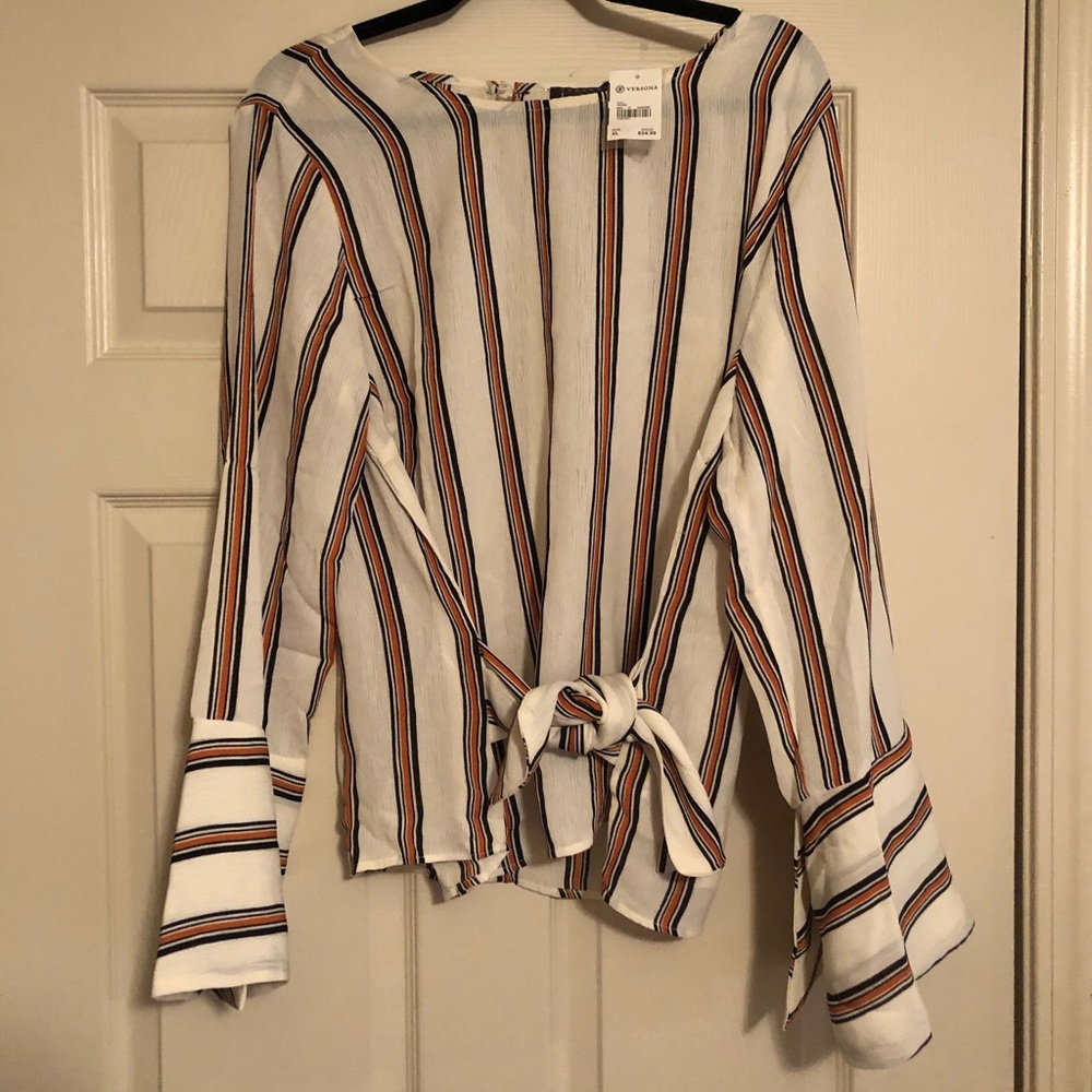Versona striped bell sleeve top